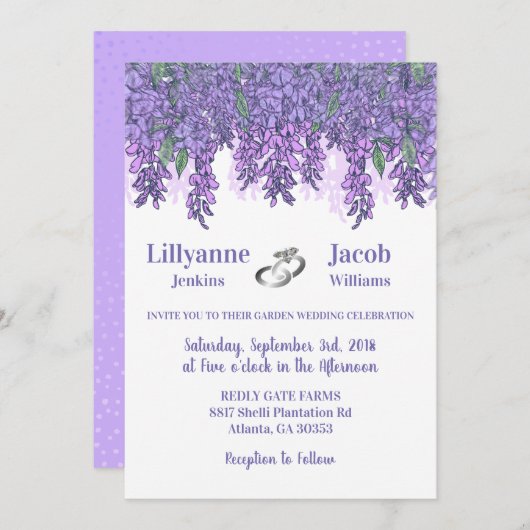 Invitation Enchanter Wisteria Garden Mariage (Devant / Derrière)