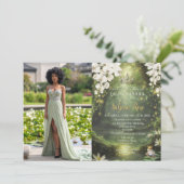 Invitation Enchanting Princess & Frog Green Quinceañera Photo (Debout devant)
