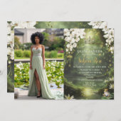 Invitation Enchanting Princess & Frog Green Quinceañera Photo (Devant / Derrière)