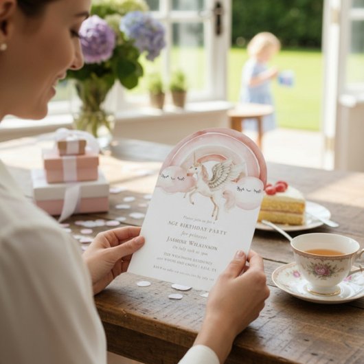 Invitation Enchanting Watercolor Castle Fairytale Birthday