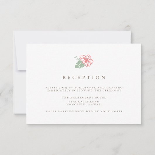 Invitation Enclos de Réception de Mariage à l'Hibiscus de l'Î (Devant)