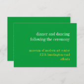 Invitation Enclos de réception de mariage en typographie vert (Devant / Derrière)