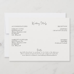 Invitation Enclosure avec détails de mariage crème