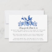 Invitation Enclosure de recette florale oiseau chinois bleu b (Devant)