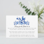 Invitation Enclosure de recette florale oiseau chinois bleu b (Debout devant)