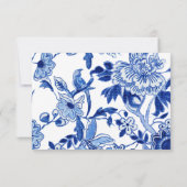 Invitation Enclosure de recette florale oiseau chinois bleu b (Dos)