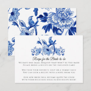 Invitation Enclosure de recette florale oiseau chinois bleu b