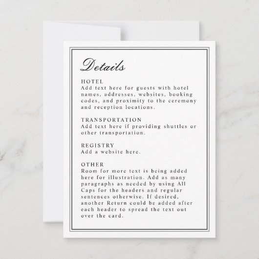 Invitation Enclosure de script classique absolu noir et blanc (Devant)