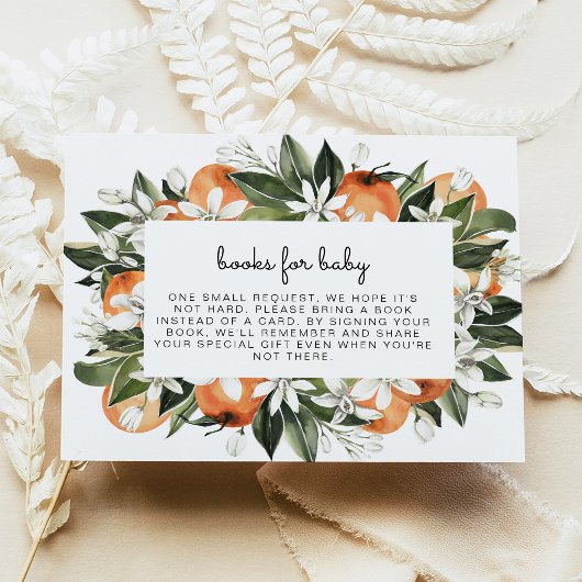 Invitation Enclosure Livres Oranges Botaniques pour Bébé Mign