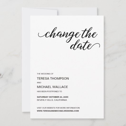 Invitation Encore élégant : report Mariage personnalisé (Devant)