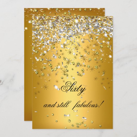 Invitation Encore fabuleux 60 Streamers Gold Silver Anniversa (Devant / Derrière)