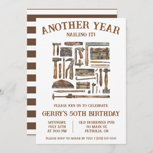 Invitation Encore Une Année À L'Éclater ! Jour de l'anniversa (Devant / Derrière)