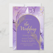 Invitation Encre Abstrait PURPLE OR Lavande Mariage INVITE (Devant)