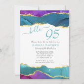 Invitation Encre Abstraite Fuchsia Or Turquoise rose 95e anni (Devant)