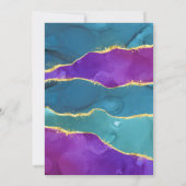 Invitation Encre Abstraite Fuchsia Rose Turquoise Or 60e anni (Dos)