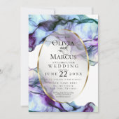 Invitation Encre Abstraite Plum Turquoise moderne (Devant)