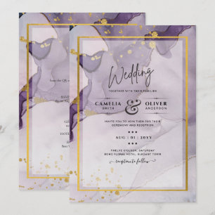 Invitation Encre alcoolique abstraite de mariage violet pouss