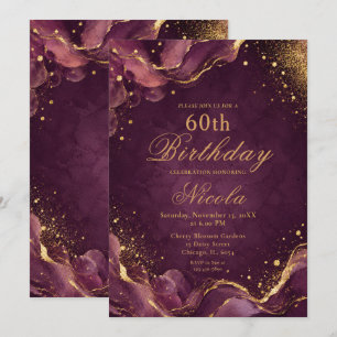 Invitation Encre Alcoolique Élégante Plum et Or