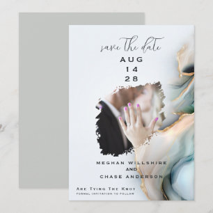 Invitation Encre alcoolique fluide Luxe Opale Sarcelle Or
