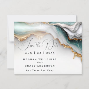 Invitation Encre alcoolique fluide Luxe Opale Sarcelle Or