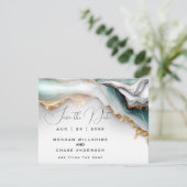 Invitation Encre alcoolique fluide Luxe Opale Sarcelle Or (Debout devant)