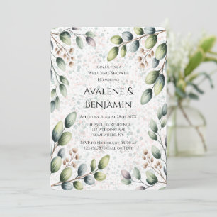 Invitation Encre Alcoolique Mariage Shower Eucalyptus Blush