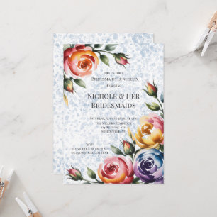 Invitation Encre Alcoolique Roses Bleu Orange Déjeuner des De