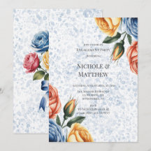 Encre Alcoolique Roses Bleu Orange Fête de Fiançai