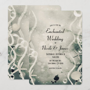 Invitation Encre aquarelle éclaboussée perle gris mer mariage