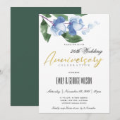 INVITATION ENCRE BLEU VERT AQUARELLE FÊTE FLEURIE (Devant / Derrière)