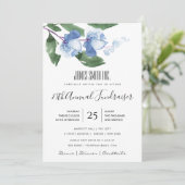 INVITATION ENCRE BLEU VERT AQUARELLE FLEURIE ÉVÉNEMENT D'ENTR (Debout devant)