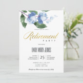 INVITATION ENCRE BLEU VERT LAVIS AQUEUX FLEURAL RETRAITE (Debout devant)