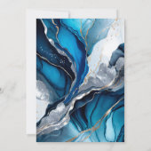 Invitation Encre d'alcool bleu, argent et or 21e anniversaire (Dos)