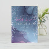 Invitation encre d'alcool bleu et violet avec mystique de par (Debout devant)