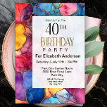 Invitation Encre d'alcool colorée et or 40e anniversaire<br><div class="desc">Encre d'alcool colorée et or 40e anniversaire Invitation pour les femmes. Il Est Facile De Modifier L'Exemple De Texte En Cliquant Personnaliser Ce Modèle. Cliquez Sur Personnaliser À L'Aide De L'Outil De Création Pour Modifier Le Type De Police, La Couleur De Police, La Taille De Police, Ou Pour Ajouter/Supprimer/Modifier Le...</div>