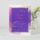 Invitation Encre d'alcool Mariage violet intense en or rose (Debout devant)
