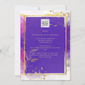 Invitation Encre d'alcool Mariage violet intense en or rose (Dos)