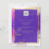 Invitation Encre d'alcool Mariage violet intense en or rose (Dos)