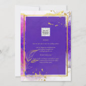 Invitation Encre d'alcool Mariage violet intense en or rose (Dos)