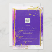 Invitation Encre d'alcool Mariage violet intense en or rose (Dos)