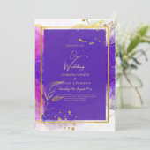 Invitation Encre d'alcool Mariage violet intense en or rose (Debout devant)