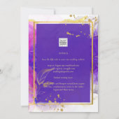 Invitation Encre d'alcool Mariage violet intense en or rose (Dos)