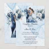 Invitation Encre d'alcool poussiéreuse Couples floraux Douche (Devant / Derrière)