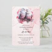 Invitation Encre d'alcool rose Deux Inséparables Couples Douc (Debout devant)