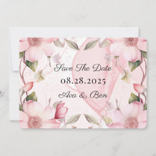 Invitation Encre D'Alcool Rose Mariage Floral Enregistrer La 
