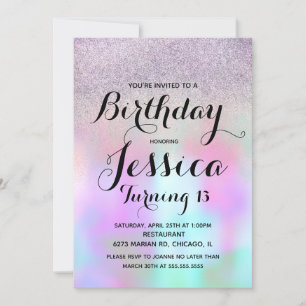 Invitation Encre de bonbon Marbre Paillettes Liquide Annivers
