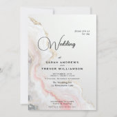 Invitation Encre fluide d'agate rose élégante  (Devant)