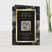 Invitation Encre Liquide Or Noir Code QR Collage Photo Mariag (Dos)