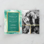 Invitation Encre Liquide Or Vert Menthe Code QR Mariage (Intérieur)