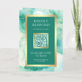 Invitation Encre Liquide Or Vert Menthe Code QR Mariage (Dos)